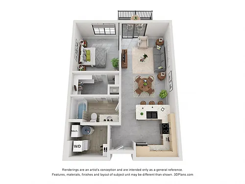 Floor plan Cobalt - 1 Bedroom 1 Bathroom