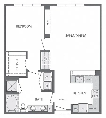 Floor plan A7 1Bed 1Bath