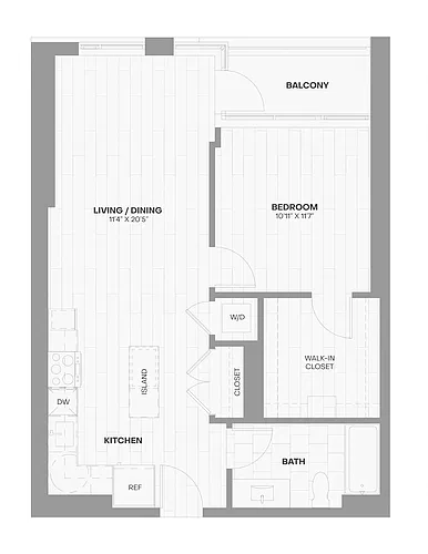 Floor plan 1 Bed/1 Bath-X06