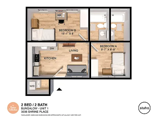 Floor plan Two Bedroom - Bungalows