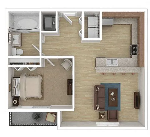 Floor plan 1 Bedroom 1 Bath
