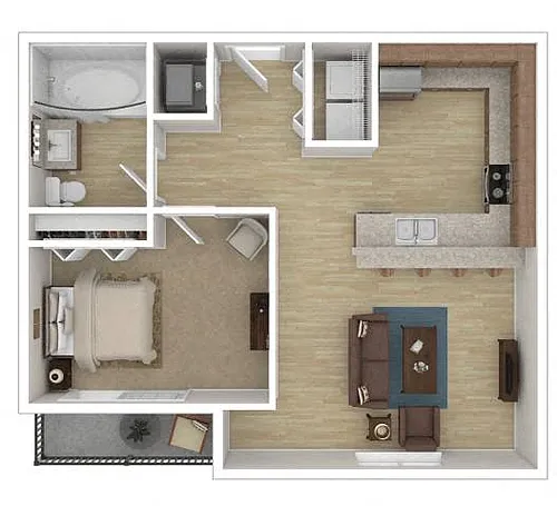Floor plan 1 Bedroom 1 Bath