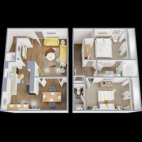 Floor plan 2-Bed 1.5 Bath Townhouse