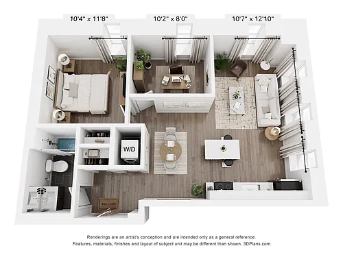 Floor plan 1 Bedroom Den | 781