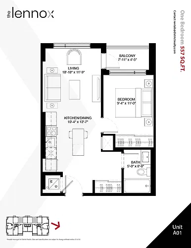 Floor plan 1 Bedroom 1 Bed 1 Bath 3