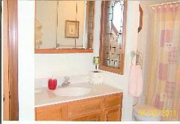 Great downstairs full bathroom with a lot of special decorative touches!!