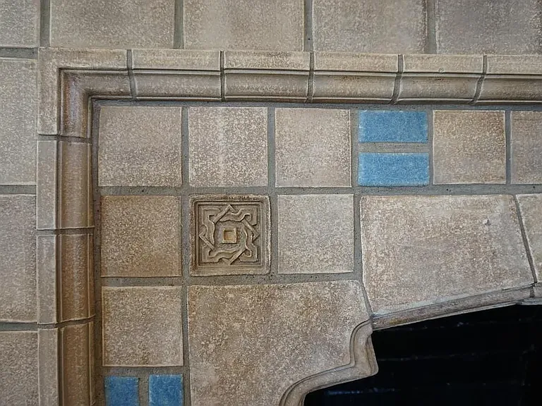 Bachelder tile on fireplace (decorative only)