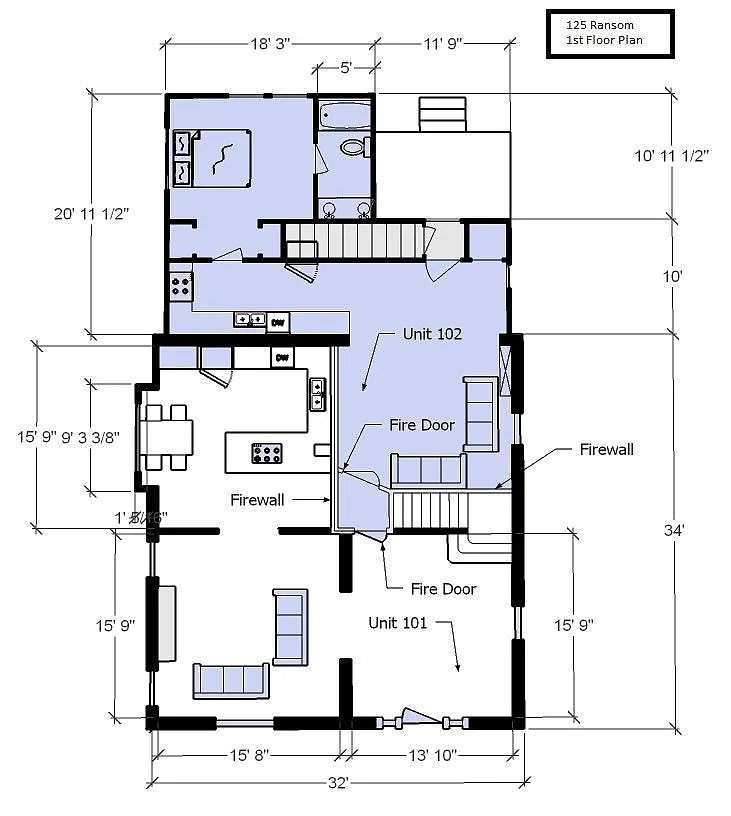 Apt 102 - Floor Plan - 125 Ransom Ave #102