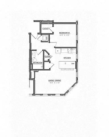 Floor plan Block A1I | 1 Bed | 1 Bath