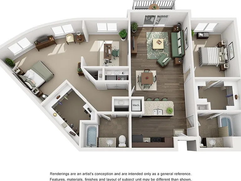 2 Bedroom floor plan Cottages on 7th - 55+ Active Adult