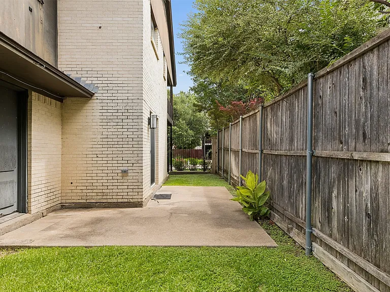 The patio has plenty of room for dining or seating.