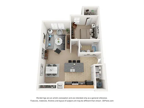 Floor plan One Bedroom One Bath (b)