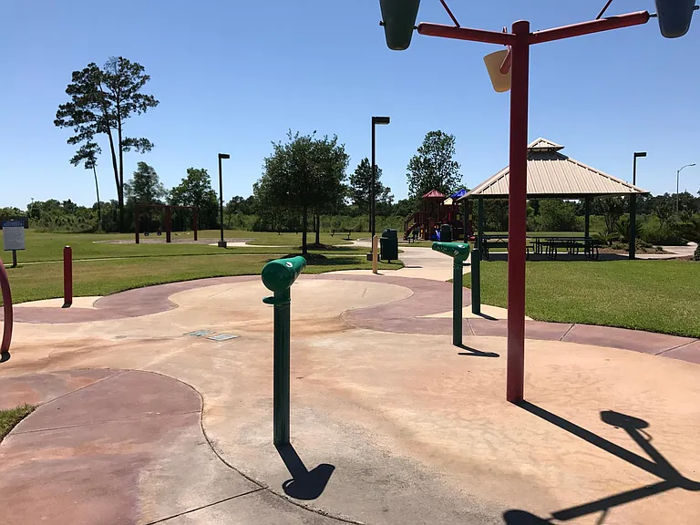 This splash pad and picnic gazebo is at the end of the street next to the park