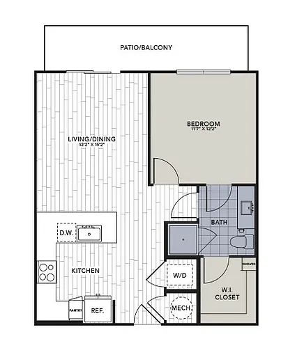 Floor plan A1 - One Bedroom, One Bathroom