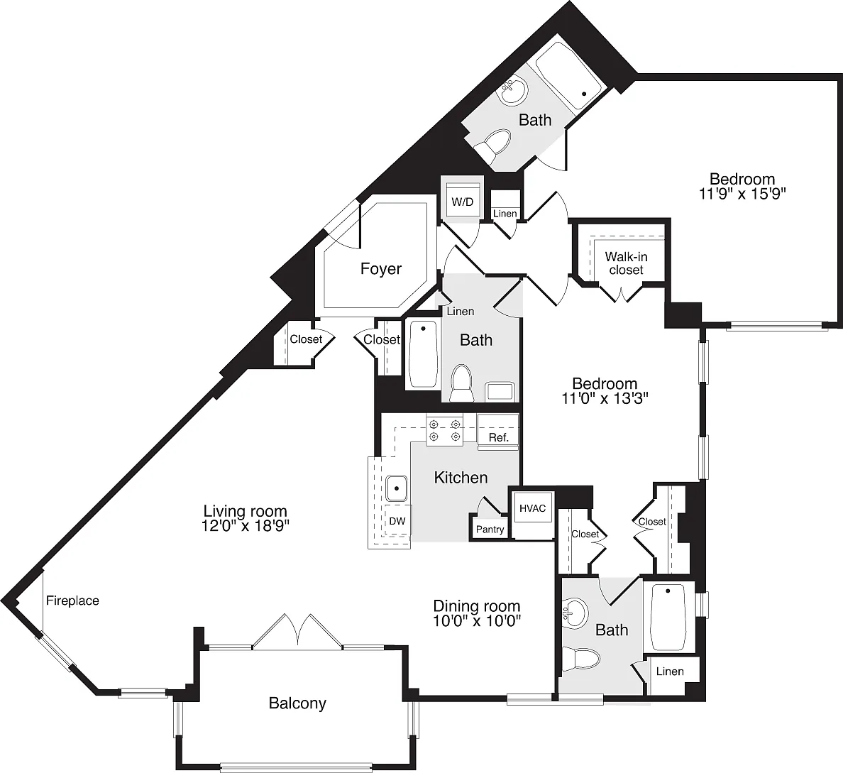 Floor plan 2 Bedrooms EE