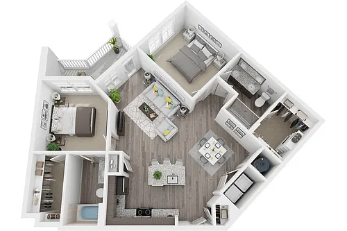Floor plan 2G 2 Bedroom 2 Bath