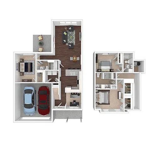 Floor plan 3 Bed/3 Bath Townhome with Den