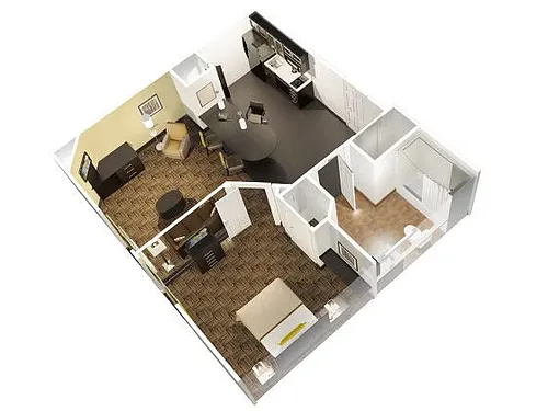 Floor plan Furnished One Bedroom