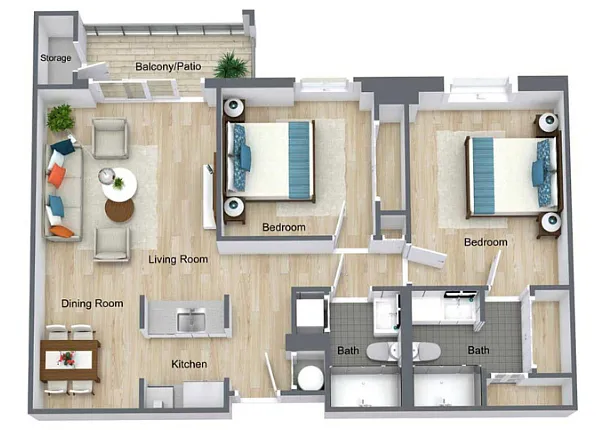 Floor plan 2 Bedrooms