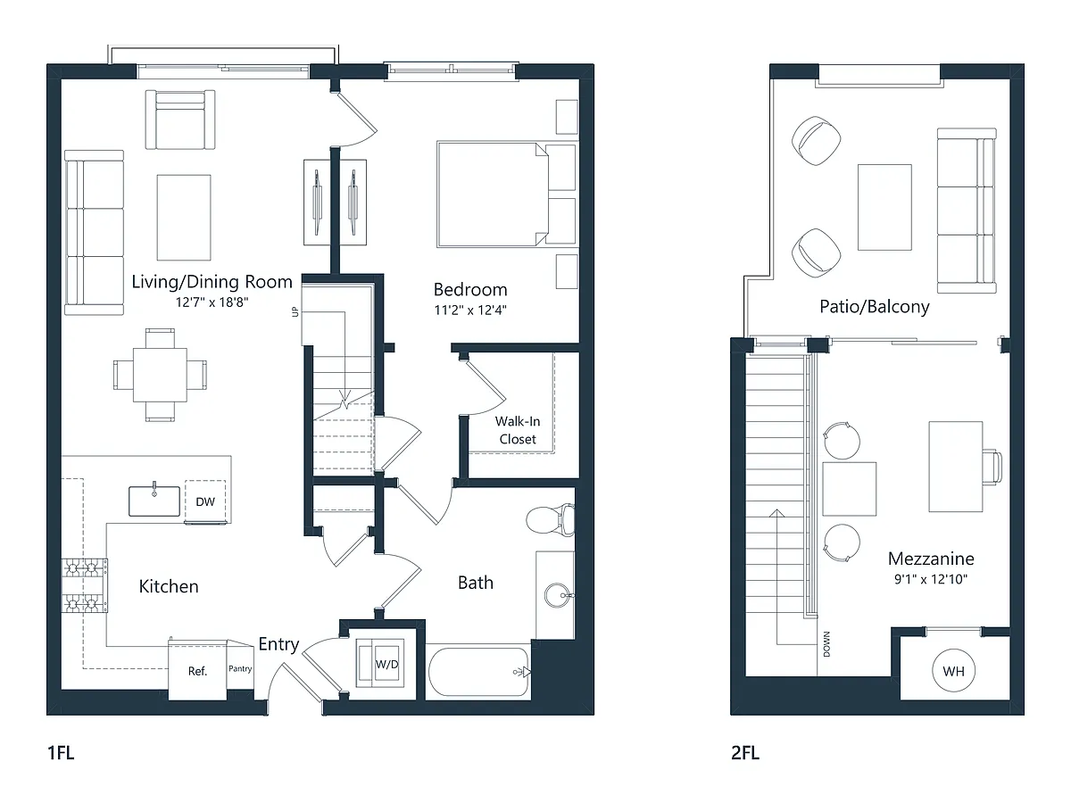 Floor plan A1 Loft | 1 Bed | 1 Bath | Loft