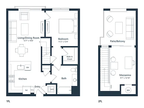 Floor plan A1 Loft | 1 Bed | 1 Bath | Loft