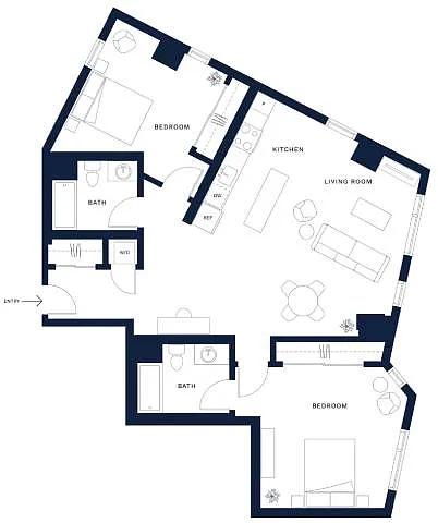 Floor plan 2 Bed/2 Bath-D2