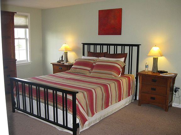 The only carpeted room in the house creates a warm & cozy master atmosphere