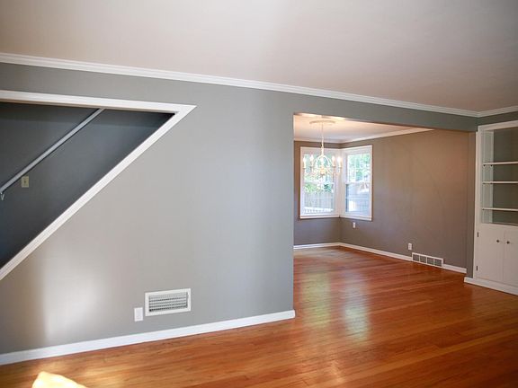 living area and dining room