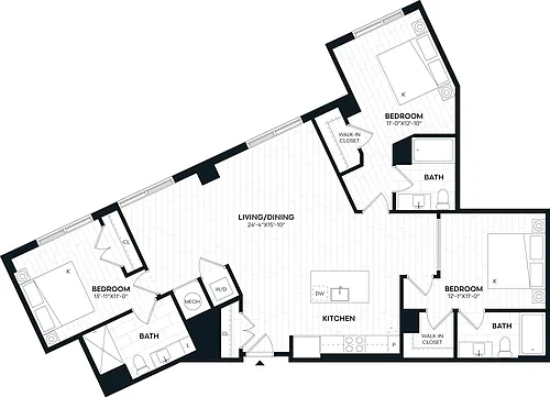 Floor plan 3 Bed/3 Bath-3J1