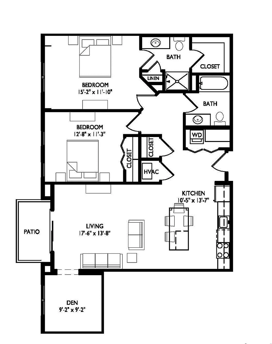 Floor plan 2 Bed plus Den