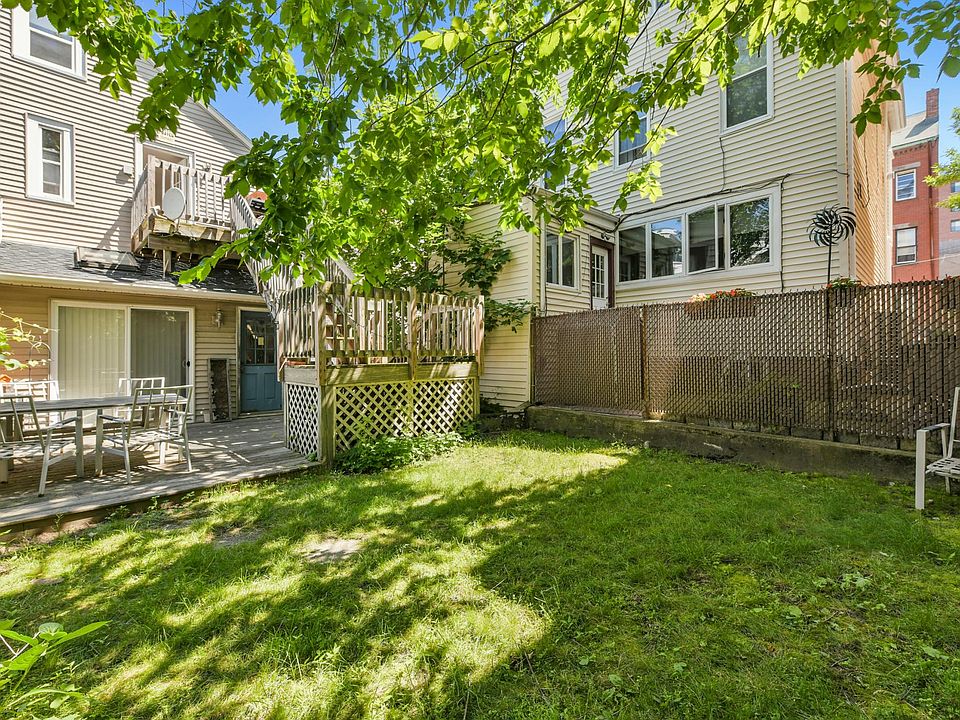 Private fenced in backyard