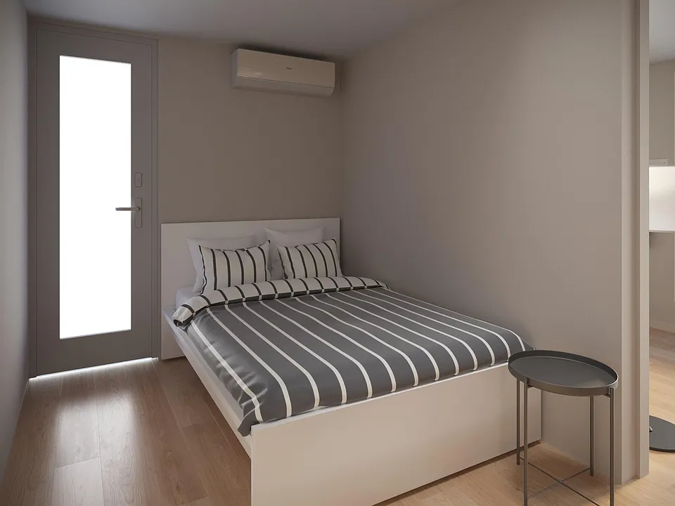 Bedroom fits a queen size bed (virtually staged)