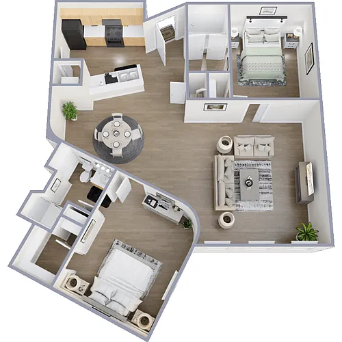 Floor plan 2 Bed 2 Bath H