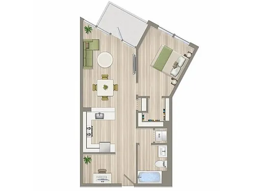 Floor plan 1 Bed/1 Bath+Den