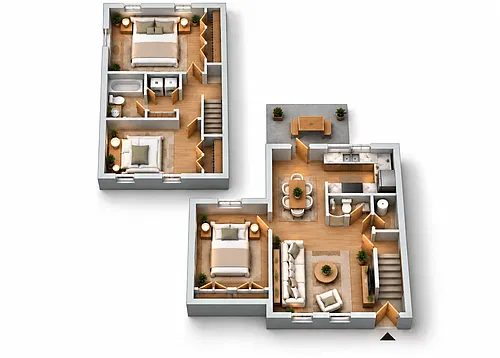 Floor plan Three Bedroom Town