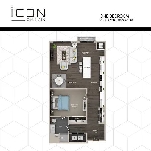 Floor plan 1 Bed | 1 Bath