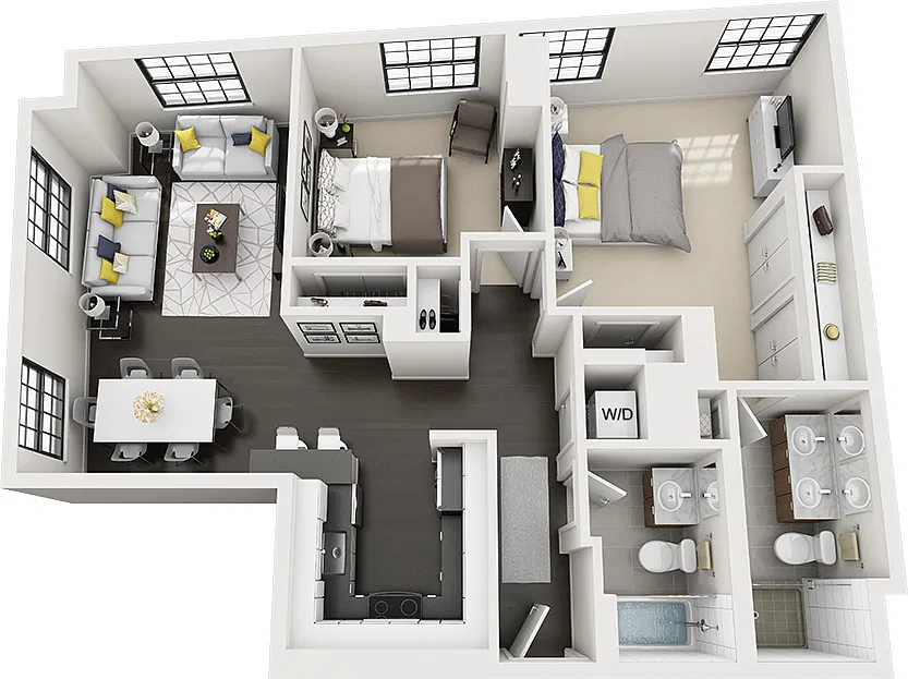 Floor plan 2 Bed/2 Bath-b20ab