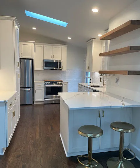 Kitchen with skylights