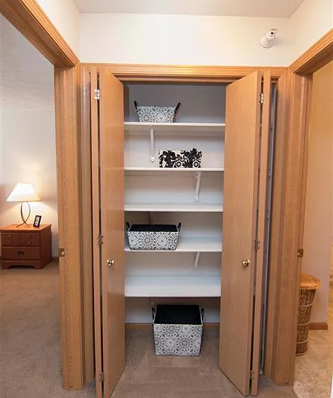 Large hallway closets give you extra room for storage.