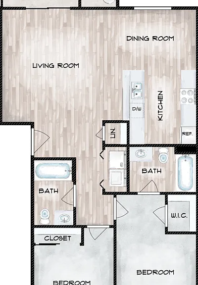 2x2A - BRAND NEW Floorplan Diagram
