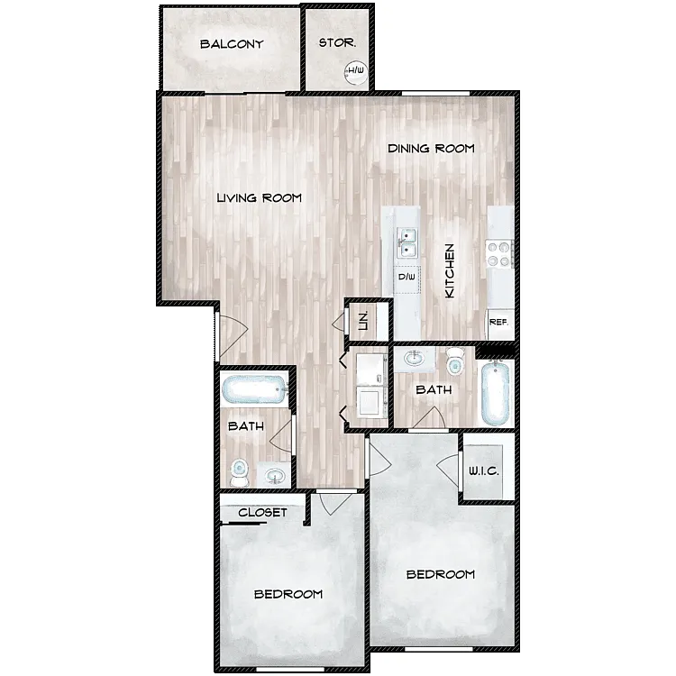 Floor plan 2x2A - BRAND NEW