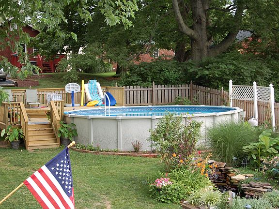 Backyard Pool with Deck and Patio