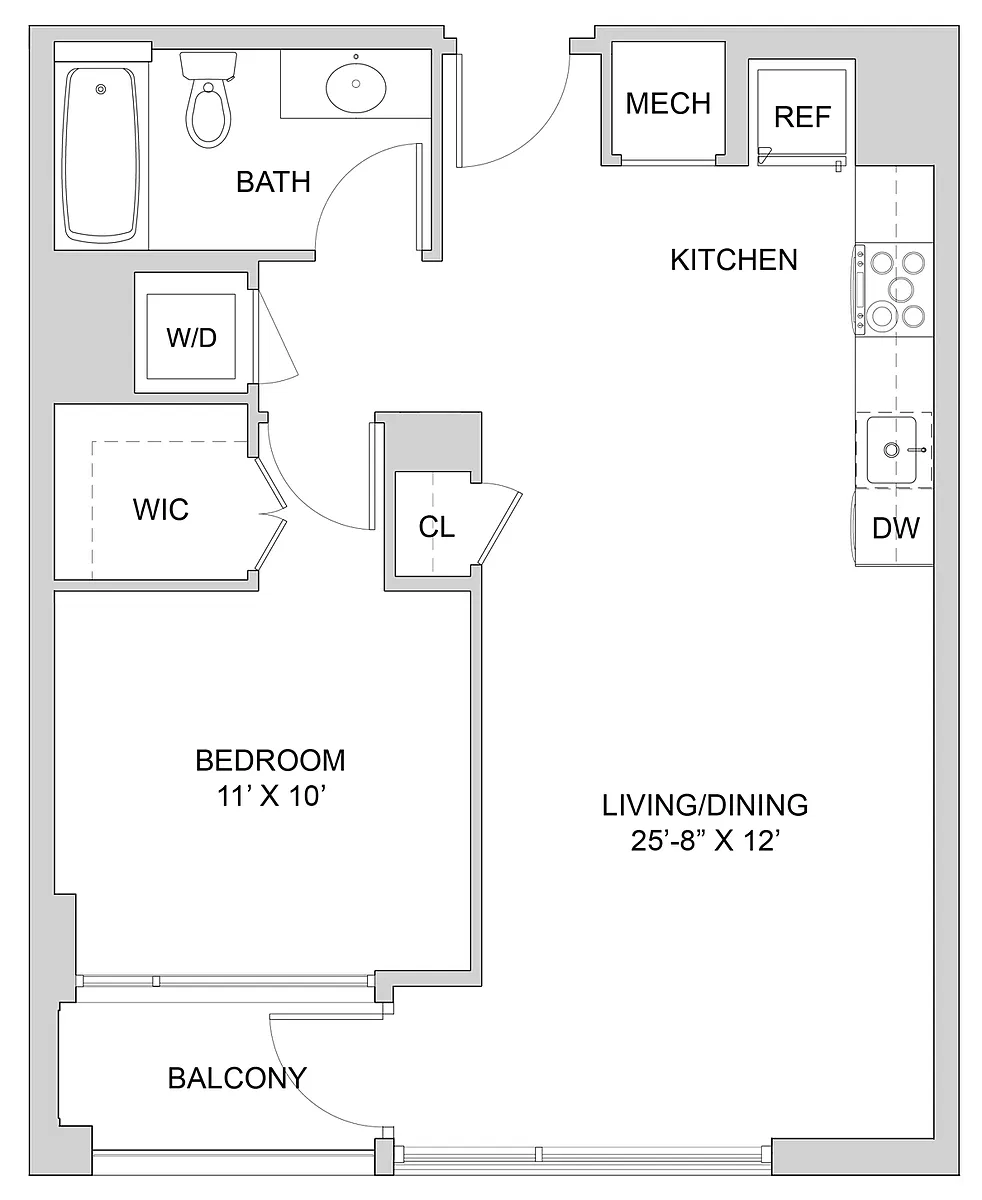 Floor plan 1 Bed_1 Bath-A1_1BR_A