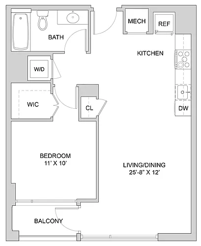 Floor plan 1 Bed_1 Bath-A1_1BR_A
