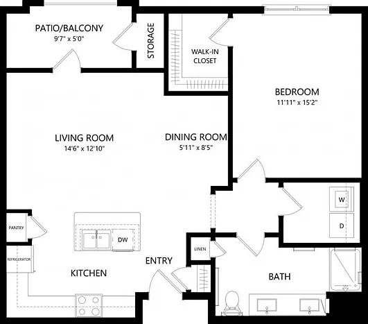 Floor plans are artist's rendering. All dimensions are approximate. Actual product and specifications may vary in dimension or detail. Not all features are available in every apartment. Prices and availability are subject to change. Floor plans are artist