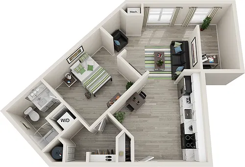Floor plan 1x1 + Den Premium
