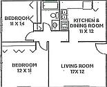 Floor plan Meadows at Edgewood 2 bedroom 798 SqFt