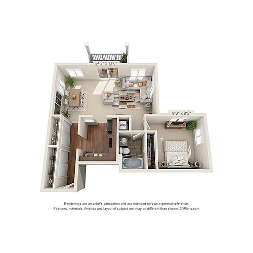 Floor plan Long Meadow 1x1