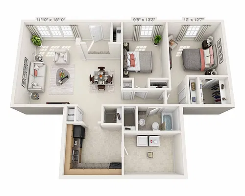 Floor plan Two Bedroom B1C