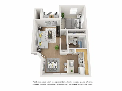 Floor plan 1 Bed 1 Bath B
